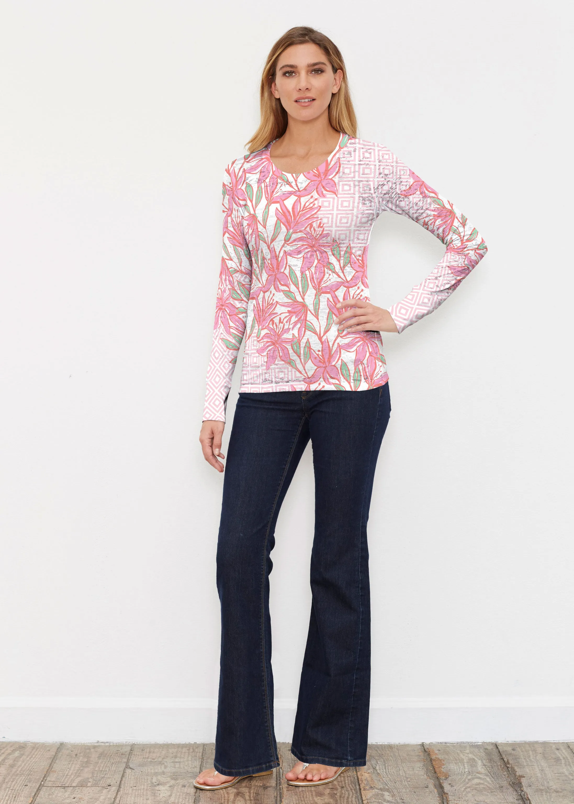 A lot of Lillies (8088) ~ Thermal Long Sleeve Crew Shirt