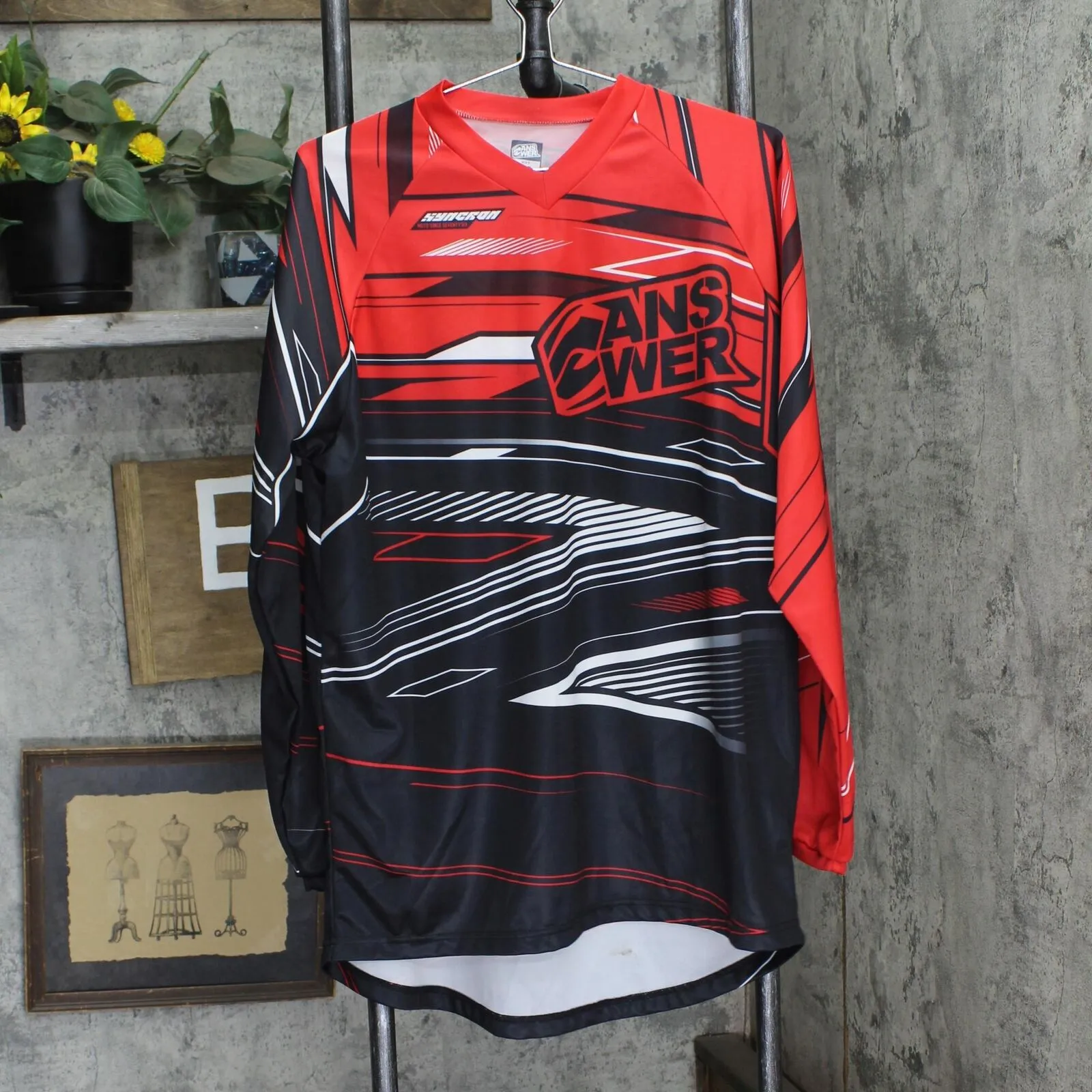 Answer Mens Long Sleeve Racing Motocross Shirt 1678ebda72a270 Red / Black L
