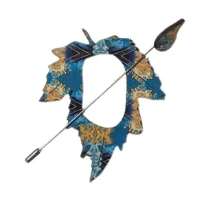 Autumn Leaf Scarf Pin (Blue & Yellow)