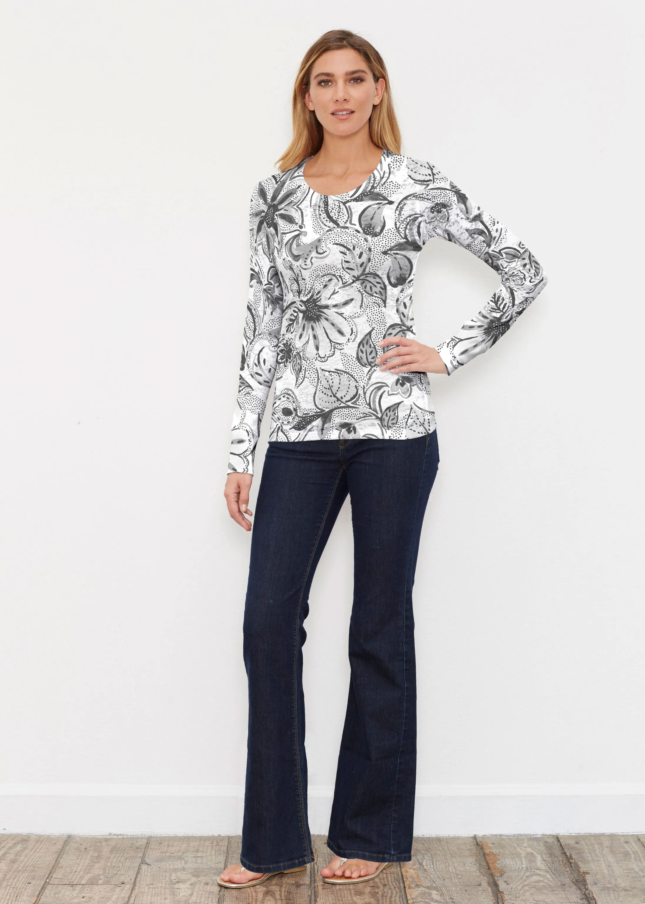Baltic Watercolor Black (7697) ~ Thermal Long Sleeve Crew Shirt