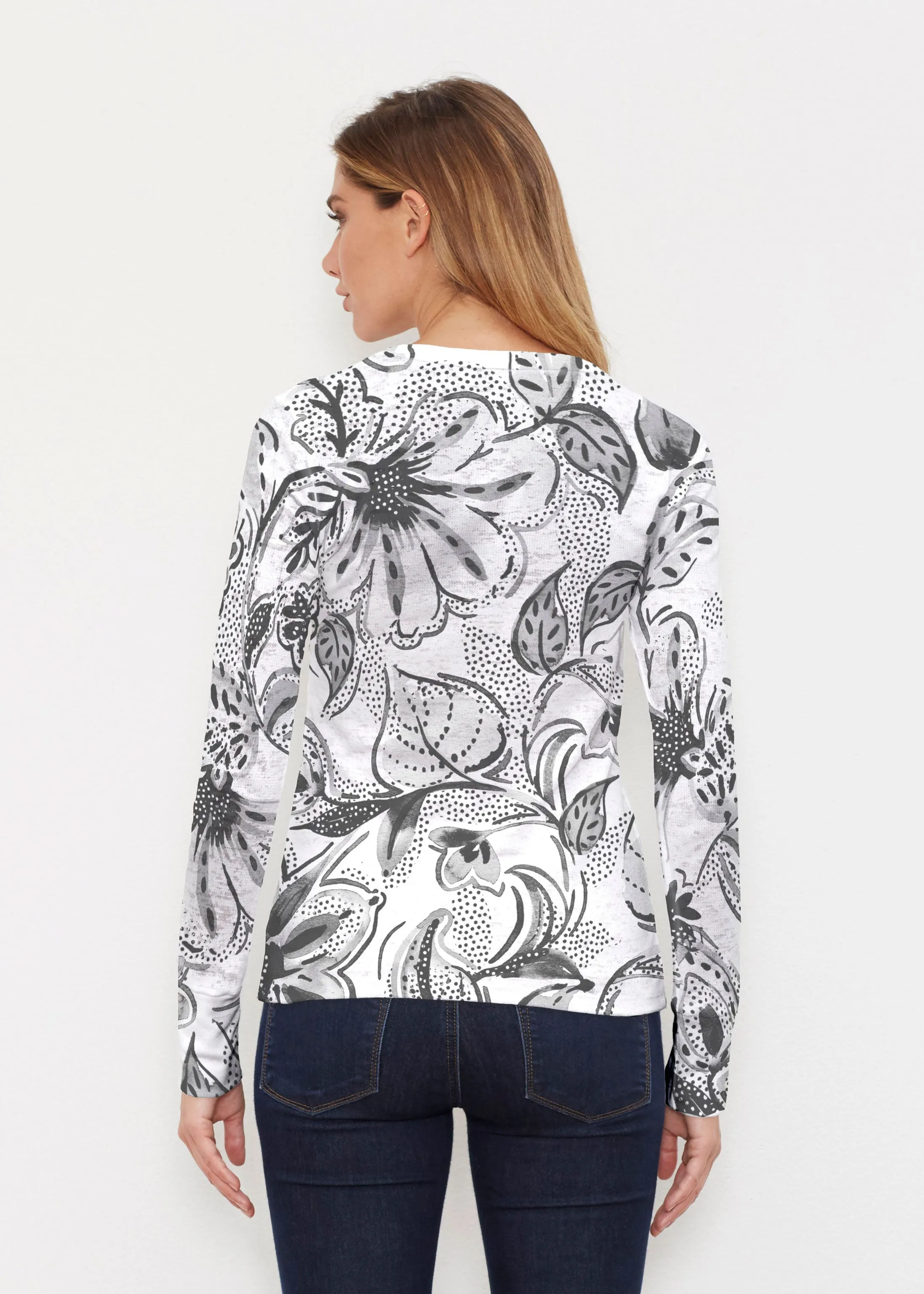 Baltic Watercolor Black (7697) ~ Thermal Long Sleeve Crew Shirt