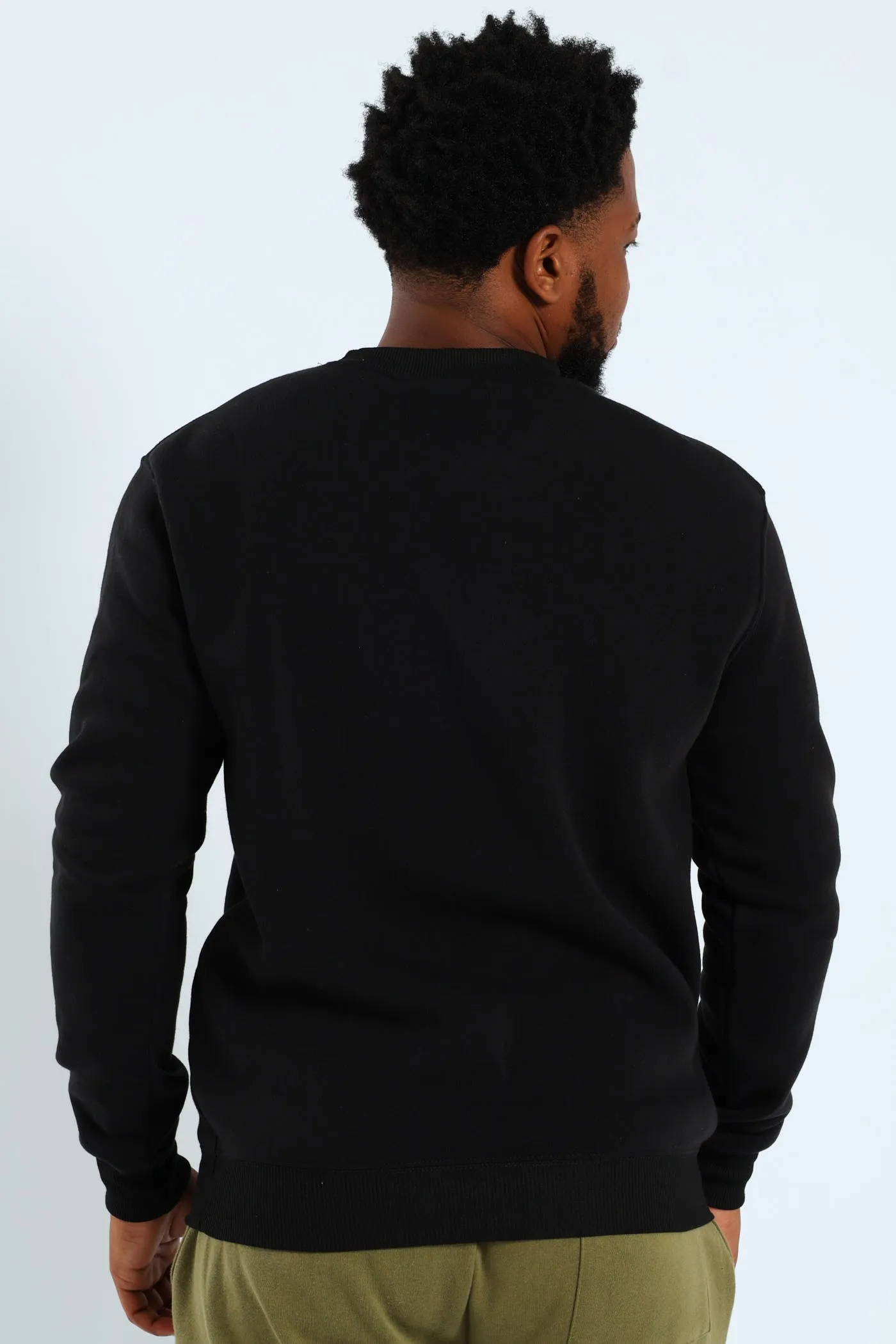 Basic Fleece Panel Pullover - Black