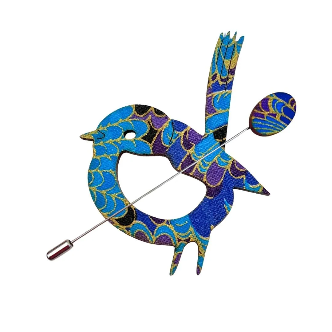 Blue Wren Scarf Pin (6 Colors)