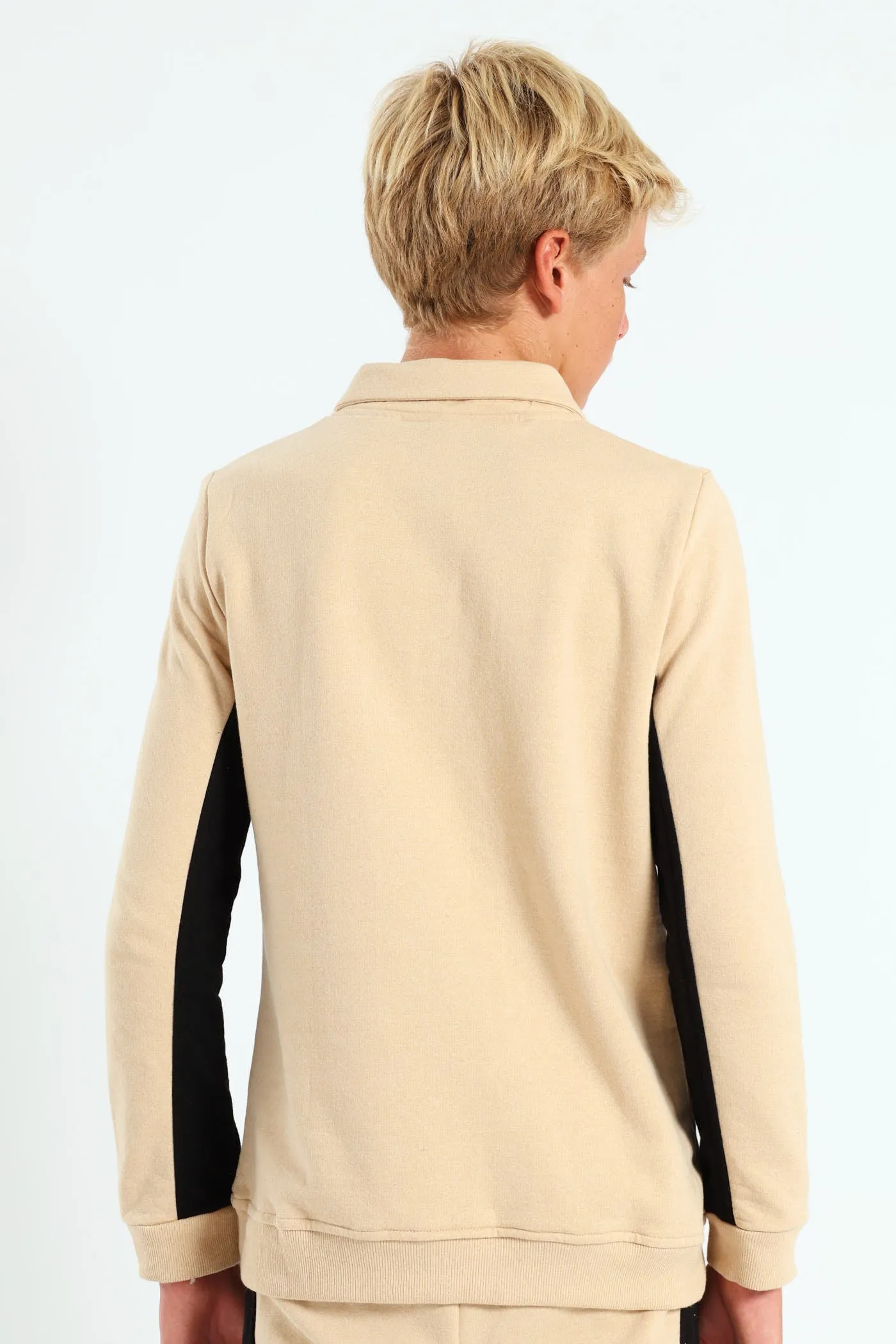 Boys 3/4 Zip Nylon Pocket Fleece Top