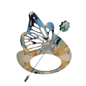 Butterfly Scarf Pin (Blue & Beige)
