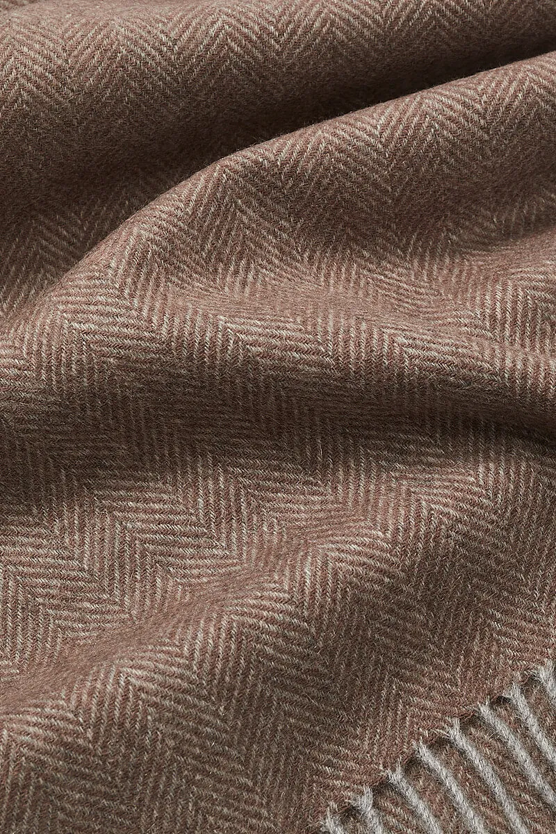 Camel Herringbone Cashmere Scarf