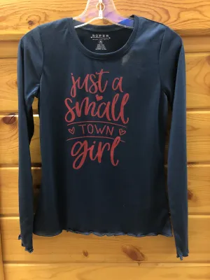 CL03-009-0513-6118-S-Nvy Blue Girls Roper Jersey L/S "Just a Small Town Girl"