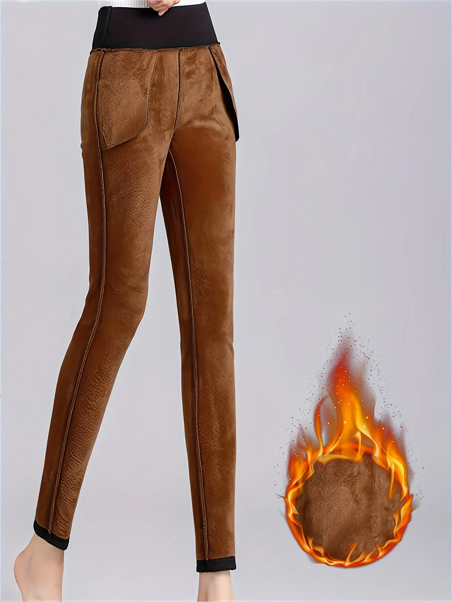 Cozy Thermal Fleece Leggings - Soft, High-Waisted, Skinny Fit, Thermal Insulation, Casual Wear for Fall & Winter, Women's Comfortable Clothing for Daily Life