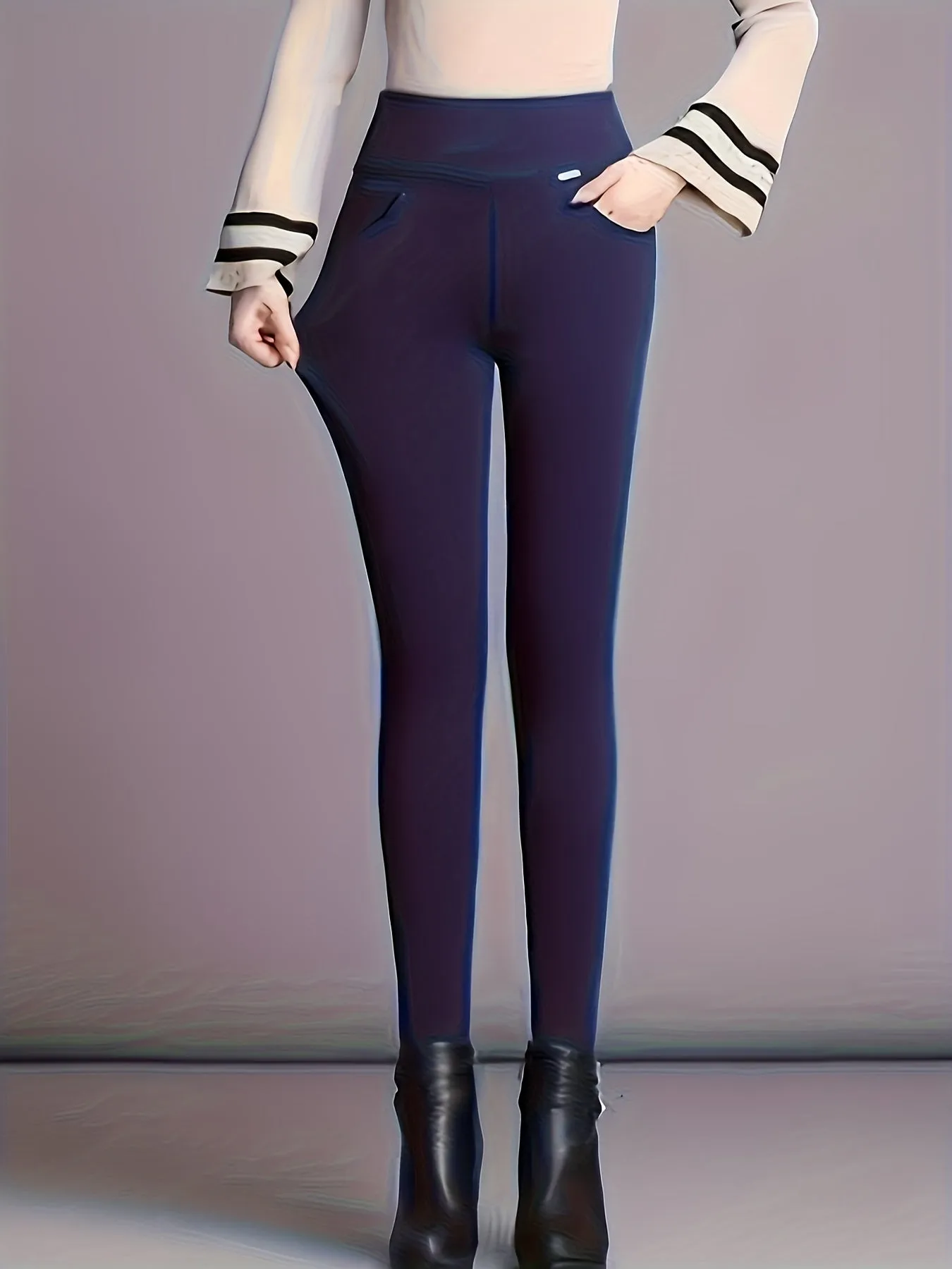 Cozy Thermal Fleece Leggings - Soft, High-Waisted, Skinny Fit, Thermal Insulation, Casual Wear for Fall & Winter, Women's Comfortable Clothing for Daily Life