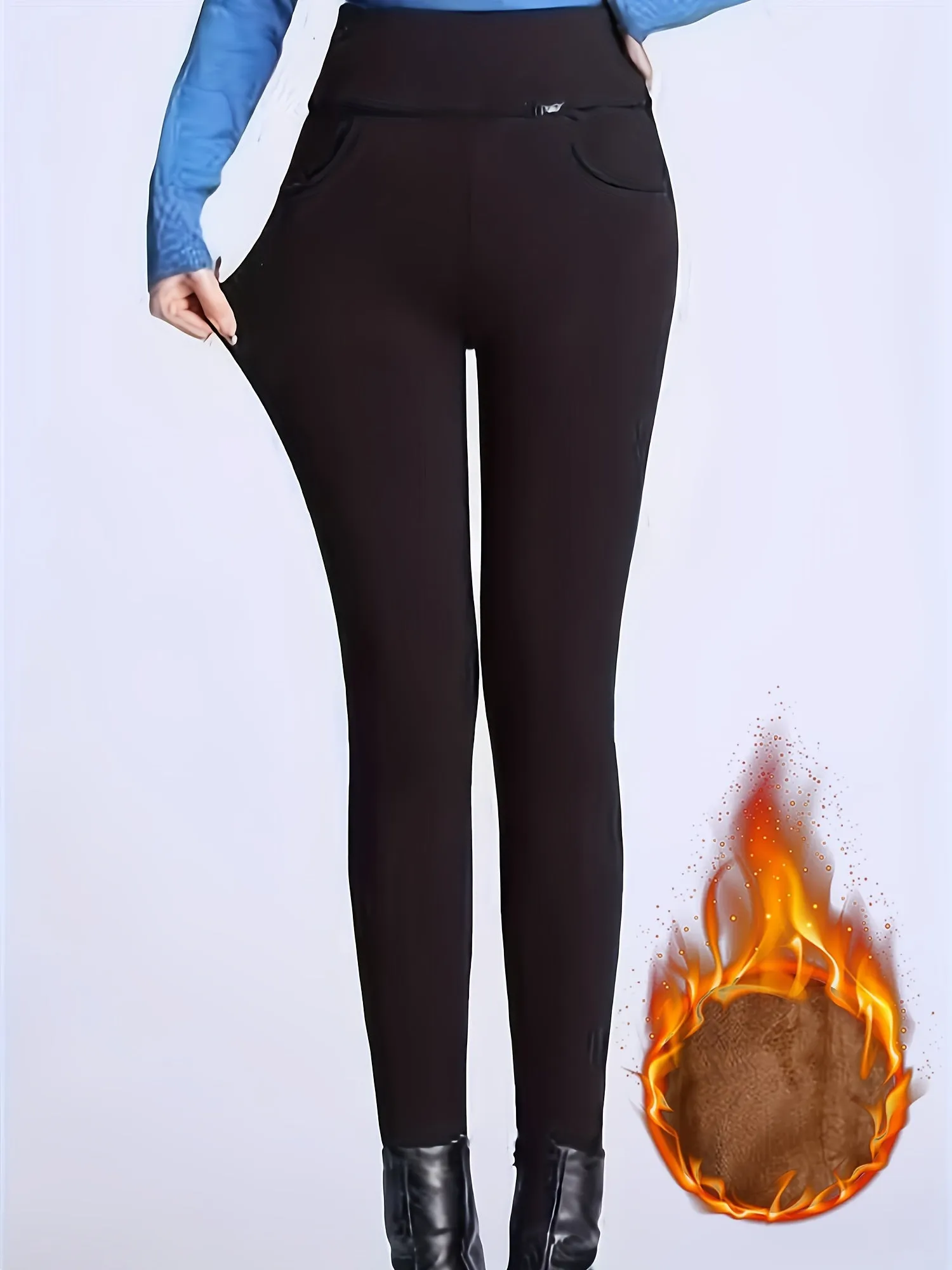 Cozy Thermal Fleece Leggings - Soft, High-Waisted, Skinny Fit, Thermal Insulation, Casual Wear for Fall & Winter, Women's Comfortable Clothing for Daily Life