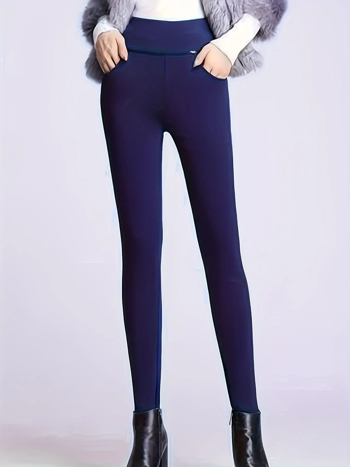 Cozy Thermal Fleece Leggings - Soft, High-Waisted, Skinny Fit, Thermal Insulation, Casual Wear for Fall & Winter, Women's Comfortable Clothing for Daily Life