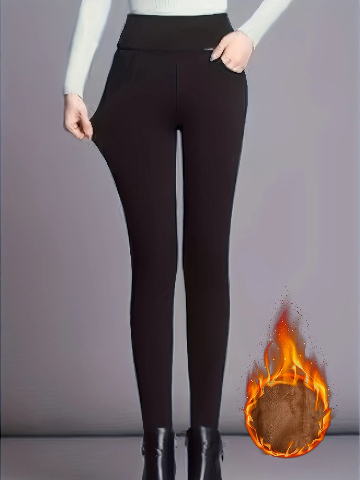 Cozy Thermal Fleece Leggings - Soft, High-Waisted, Skinny Fit, Thermal Insulation, Casual Wear for Fall & Winter, Women's Comfortable Clothing for Daily Life