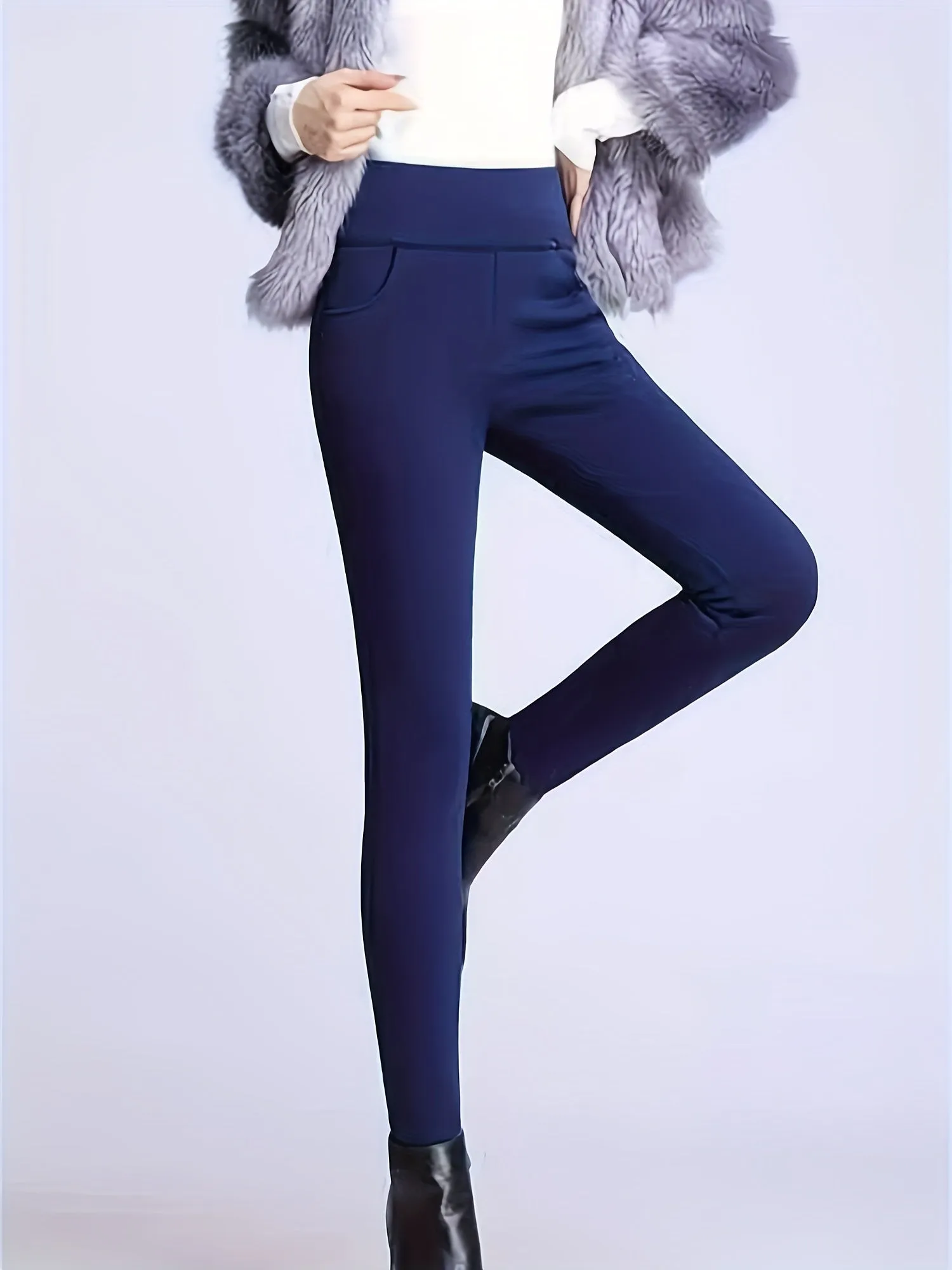 Cozy Thermal Fleece Leggings - Soft, High-Waisted, Skinny Fit, Thermal Insulation, Casual Wear for Fall & Winter, Women's Comfortable Clothing for Daily Life
