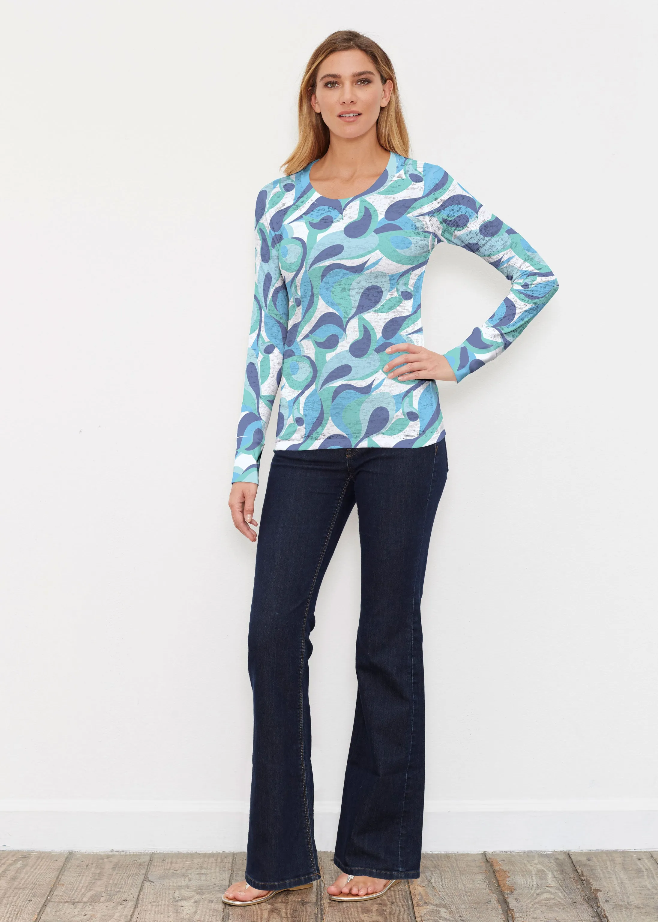 Disco Blue (8067) ~ Thermal Long Sleeve Crew Shirt