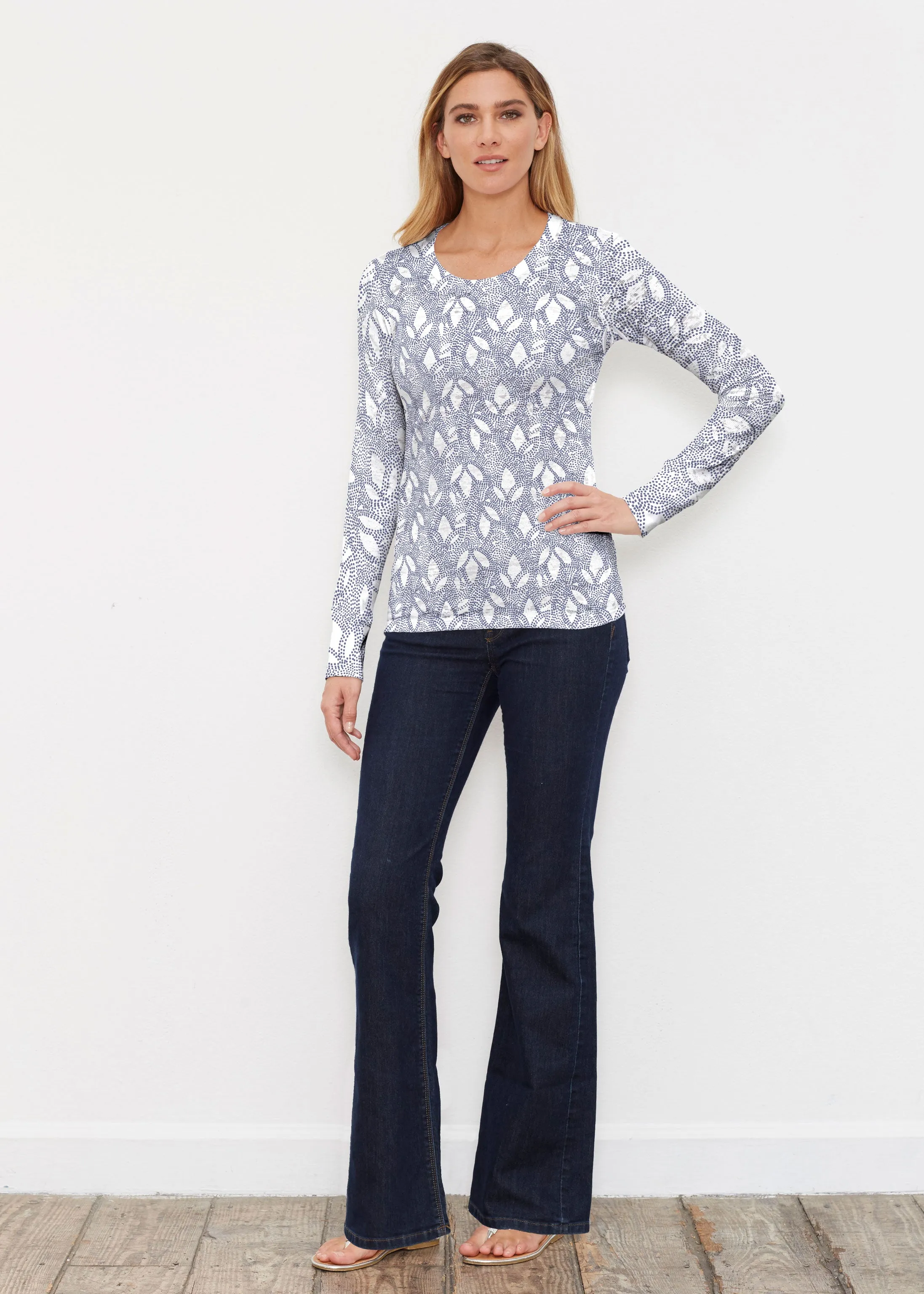 Dottie Combo Navy (7688) ~ Thermal Long Sleeve Crew Shirt