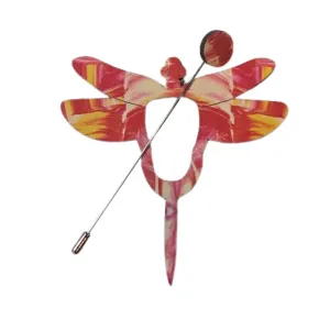 Dragonfly Scarf Pin (Warm Red)