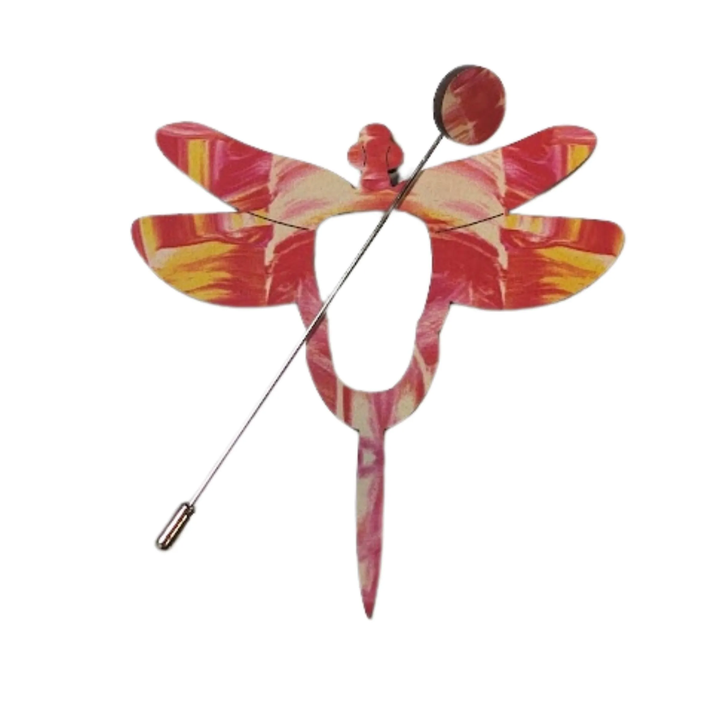 Dragonfly Scarf Pin (Warm Red)