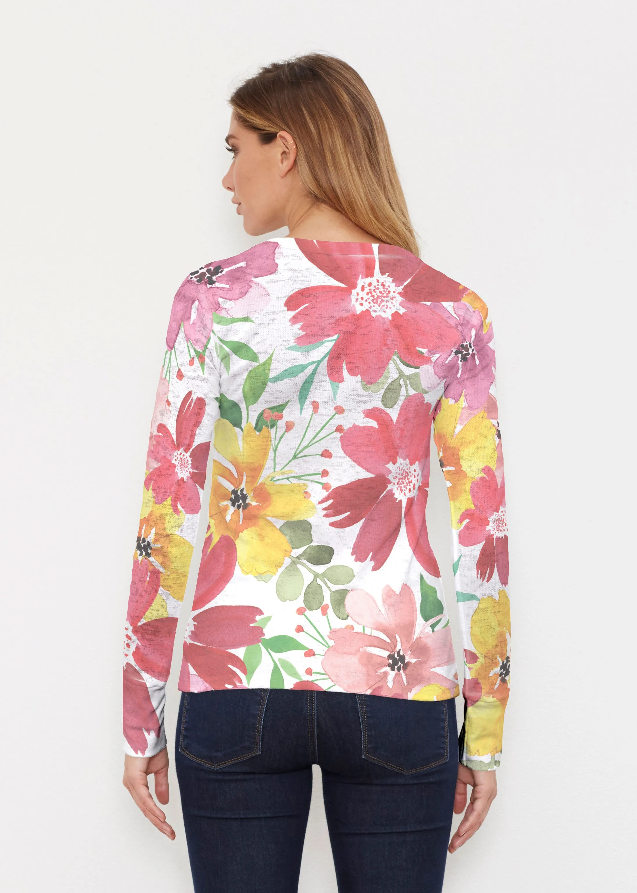 Festive Bloom (8154) ~ Thermal Long Sleeve Crew Shirt