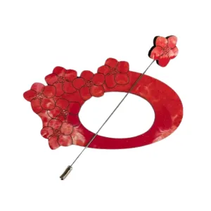 Flowers Scarf Pin (Red)