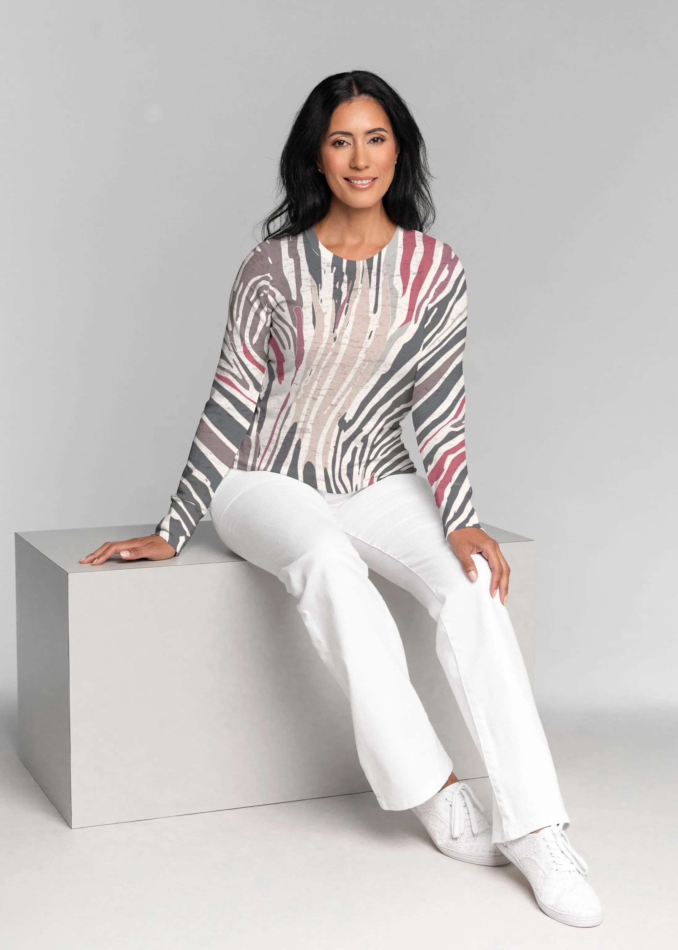 Fruity Stripes Neutral (14305) ~ Thermal Long Sleeve Crew Shirt