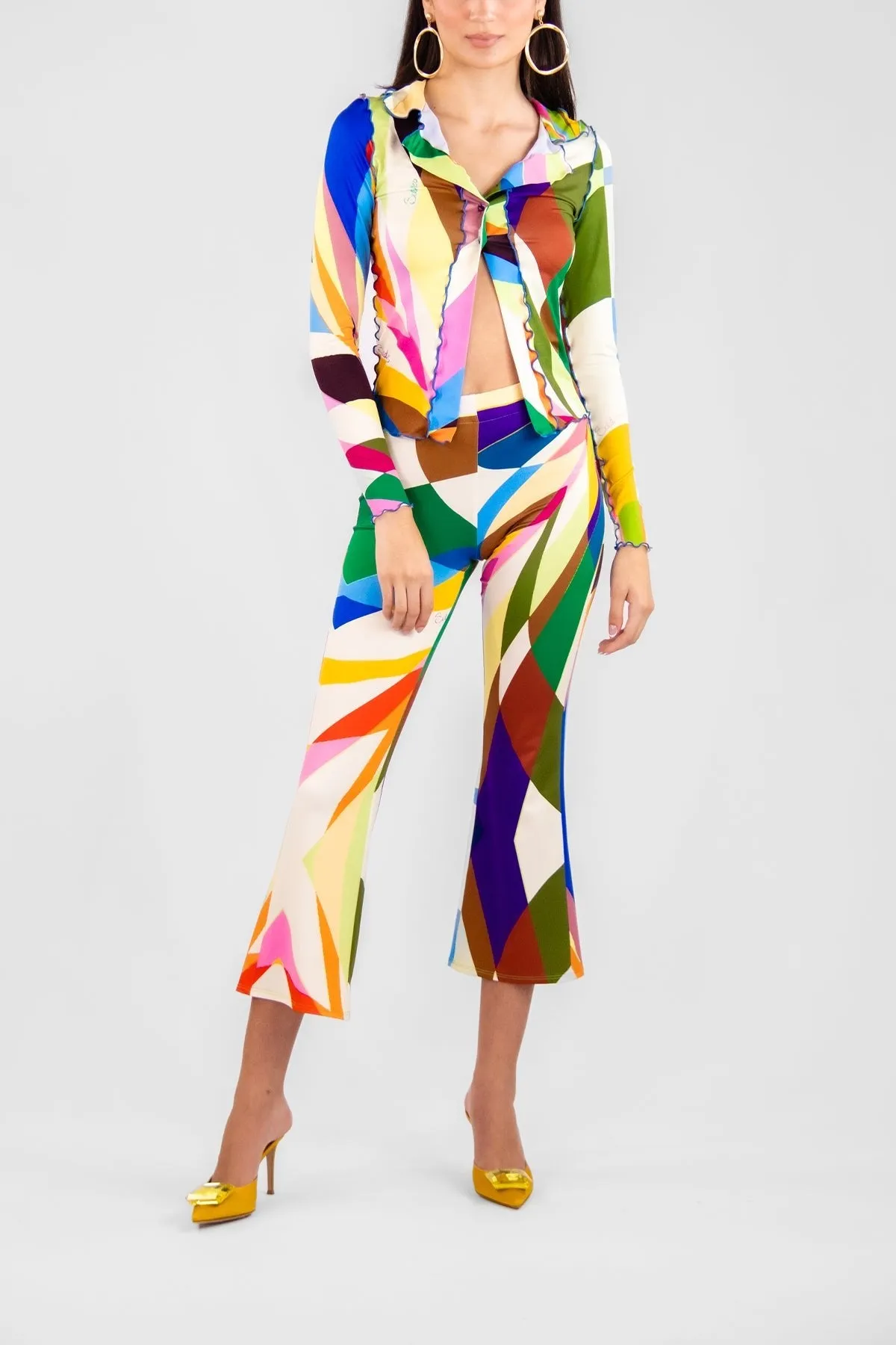 Gabie Kaleidoscope Lettuce Hem Shirt in Multi