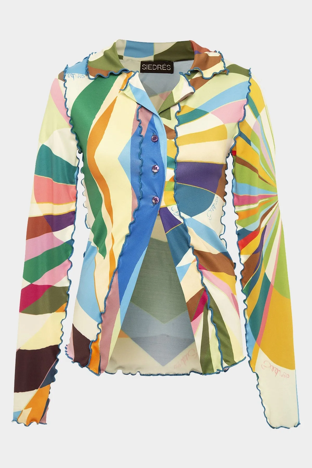 Gabie Kaleidoscope Lettuce Hem Shirt in Multi