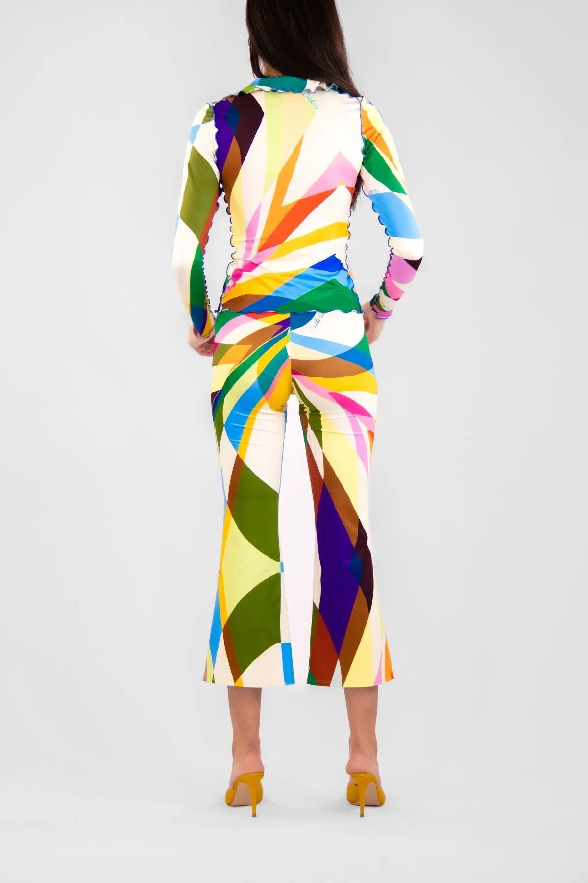 Gabie Kaleidoscope Lettuce Hem Shirt in Multi