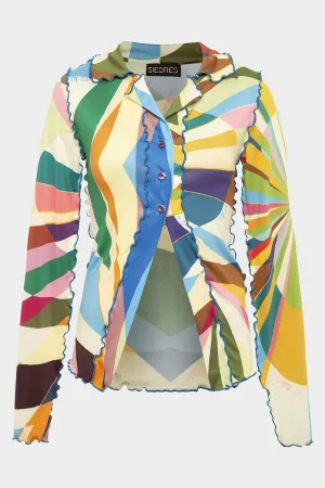 Gabie Kaleidoscope Lettuce Hem Shirt in Multi