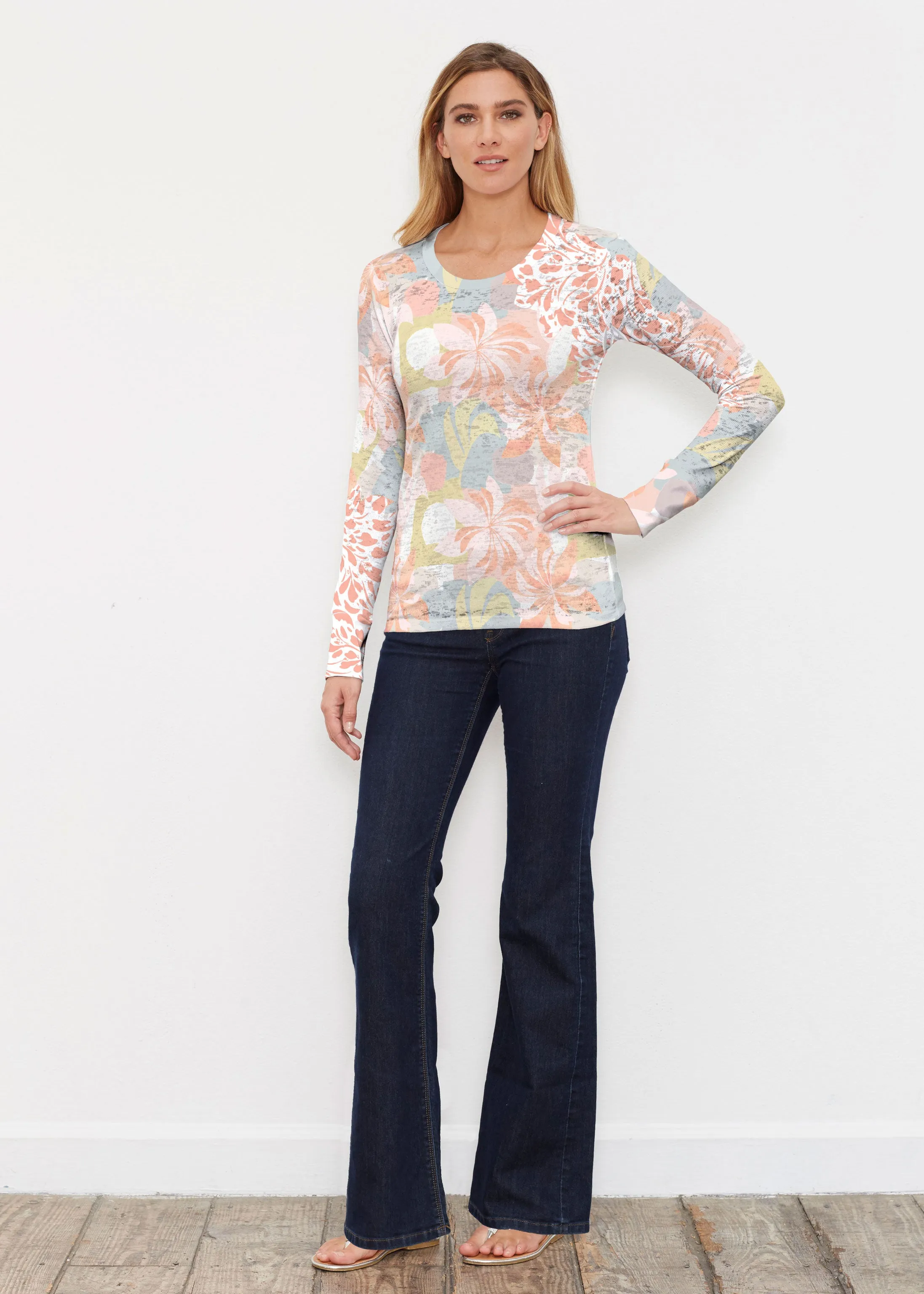 Garden Collage (8049) ~ Thermal Long Sleeve Crew Shirt