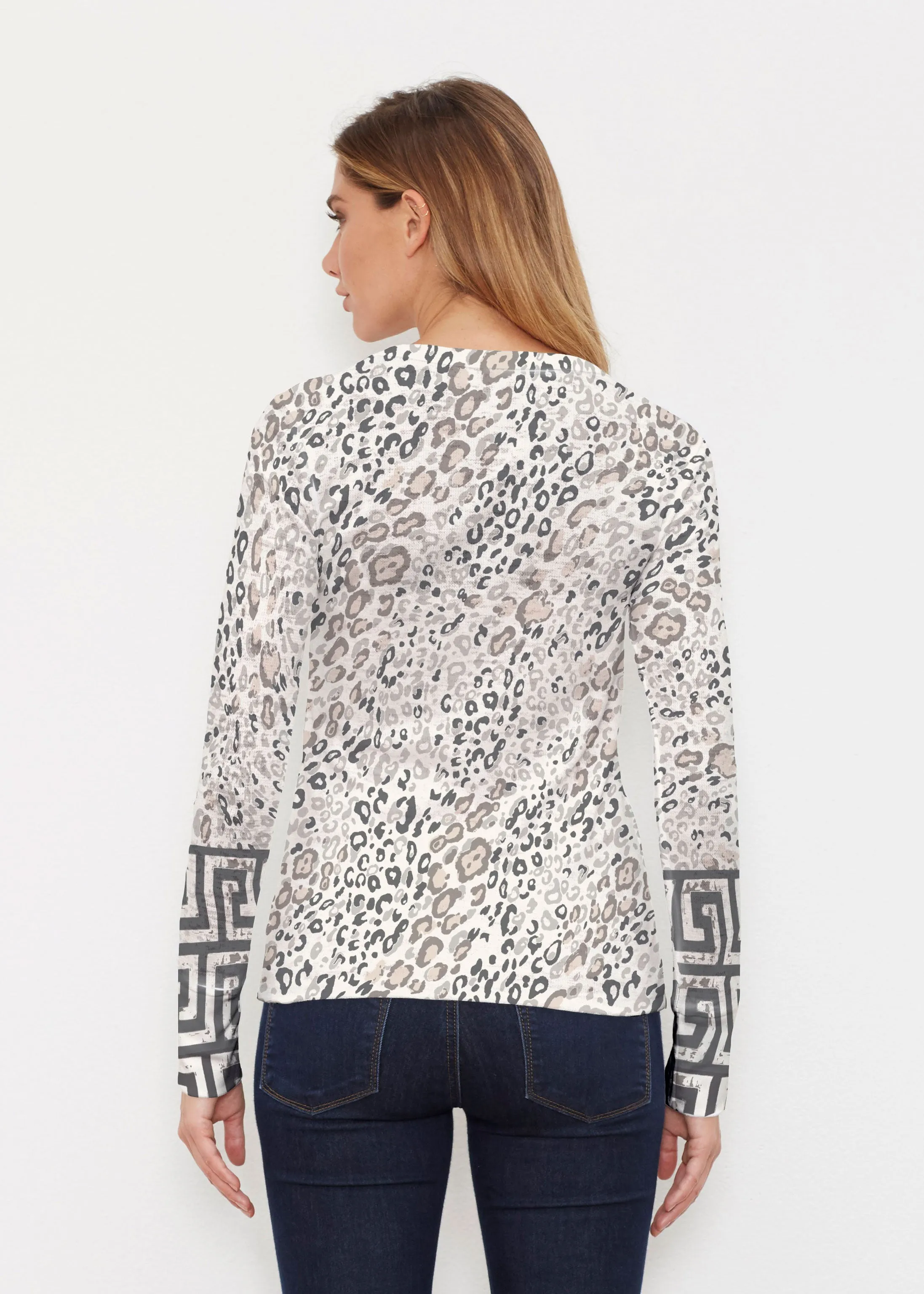 Greek Cat Grey (7752) ~ Thermal Long Sleeve Crew Shirt
