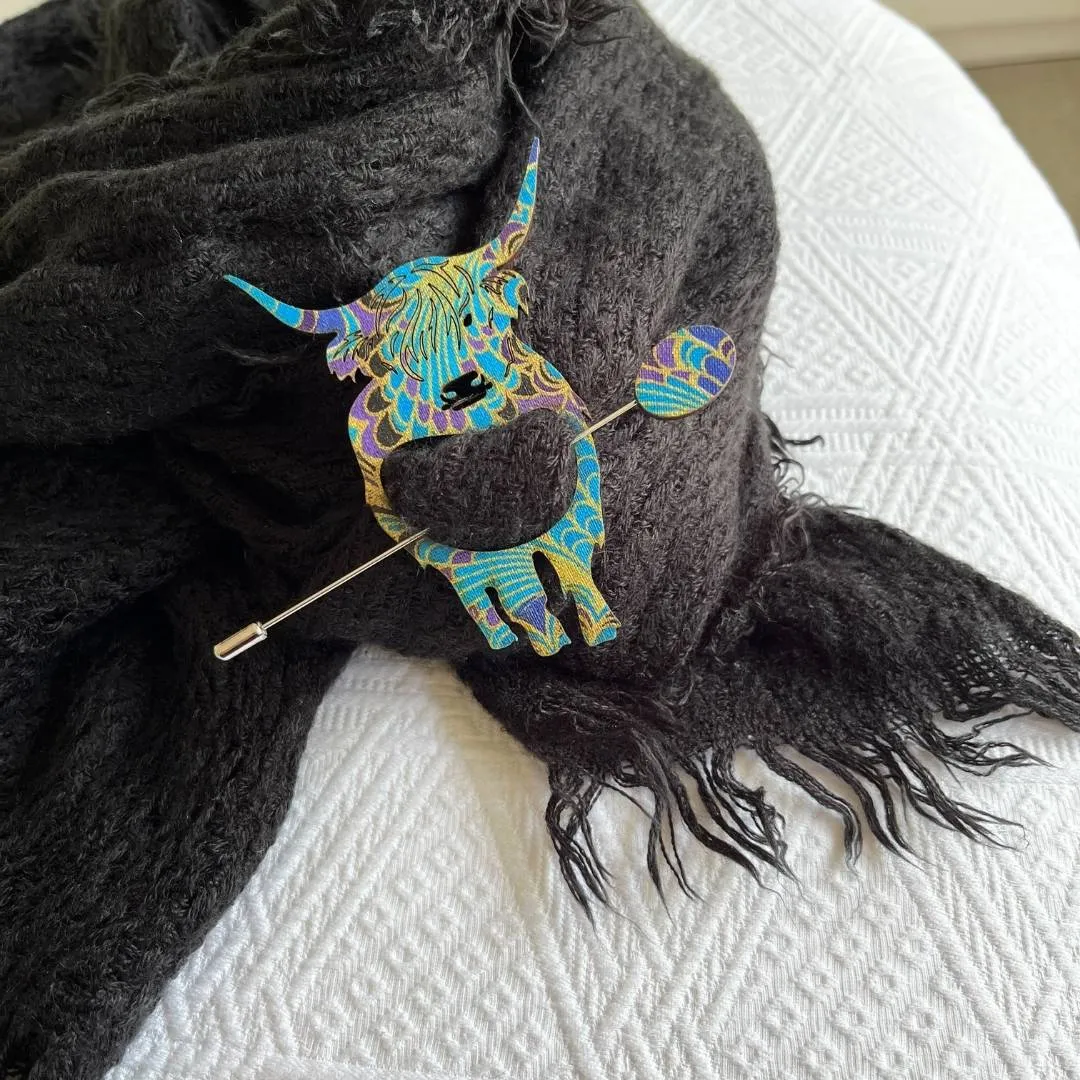 Highland Cow Scarf Pin (5 Colors)