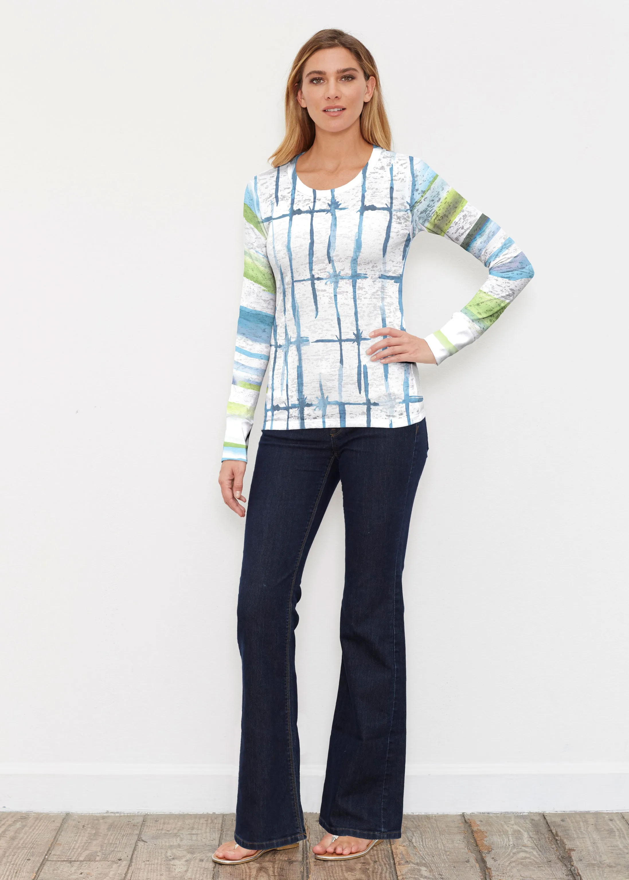 Knotted Stripe (7853) ~ Thermal Long Sleeve Crew Shirt