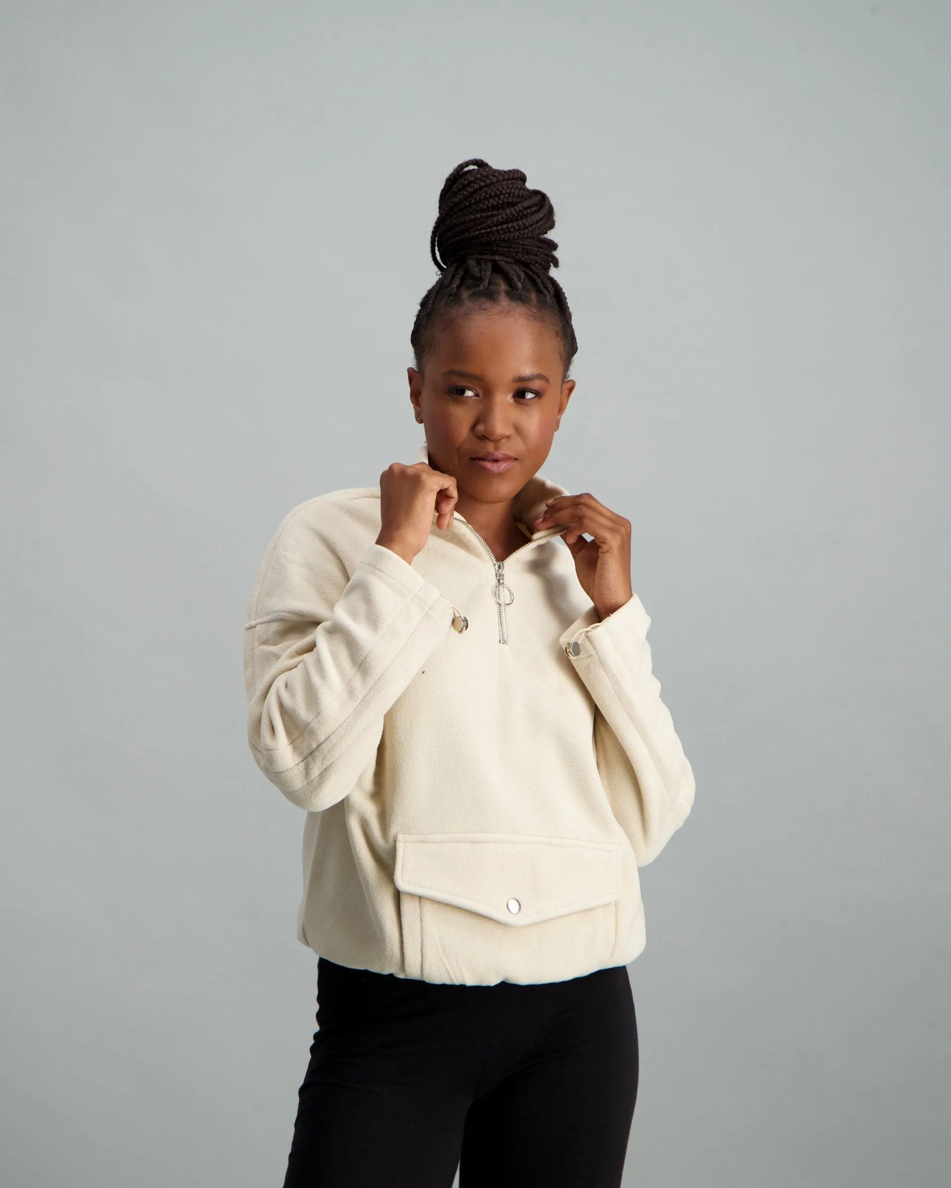 Ladies Fleece Sweater - Beige