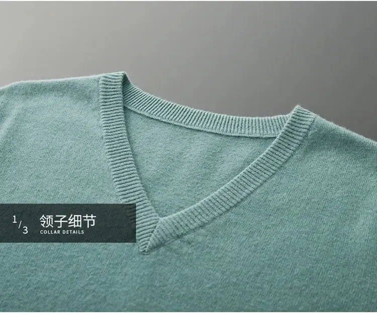 LHZSYY 100% Merino Wool Hot Sale Men Jumpers Knitted Pullovers Sweaters Winter New Fashion V-Neck Standard Woolen Male Clothes