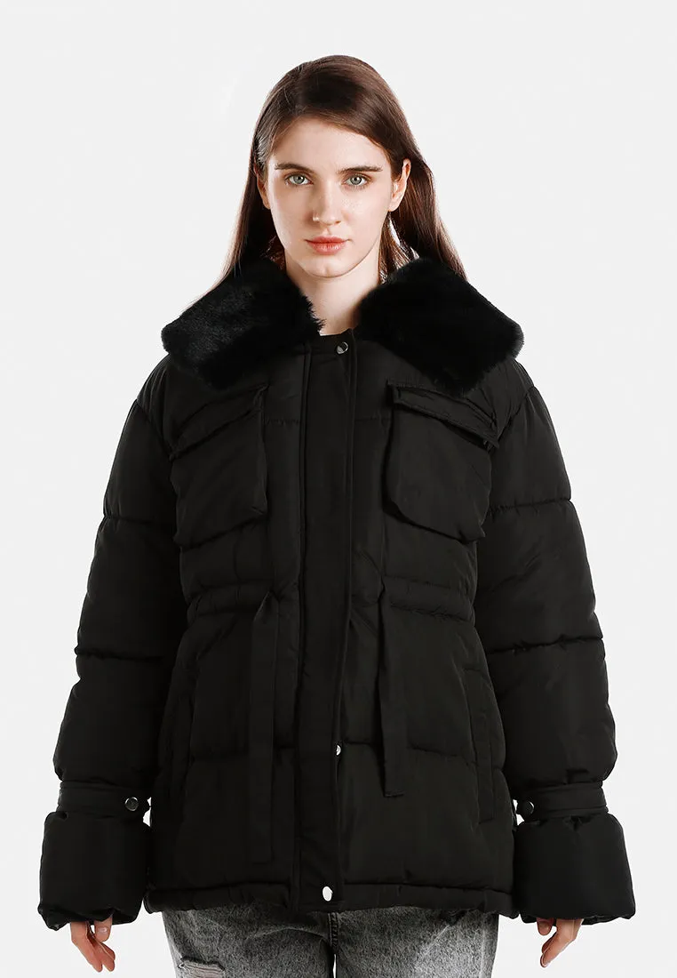 Long Puffer Jacket Hoodie By RUW