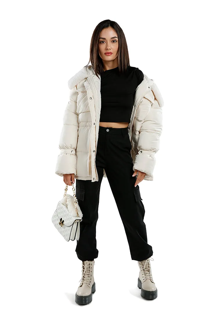 Long Puffer Jacket Hoodie By RUW