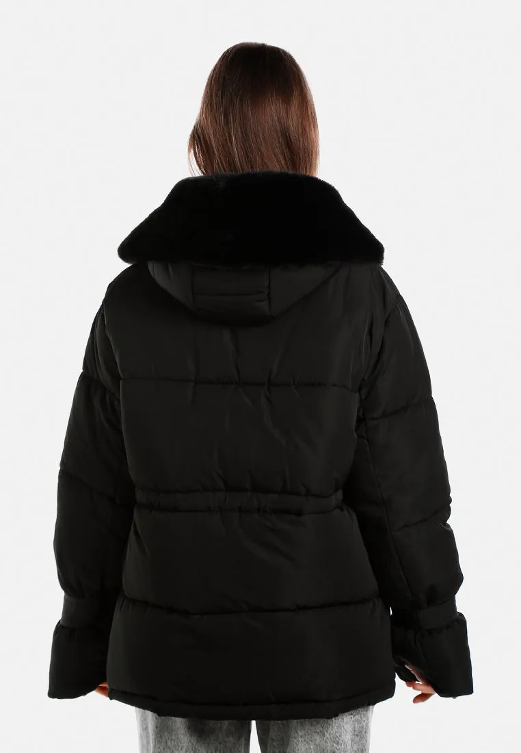 Long Puffer Jacket Hoodie By RUW
