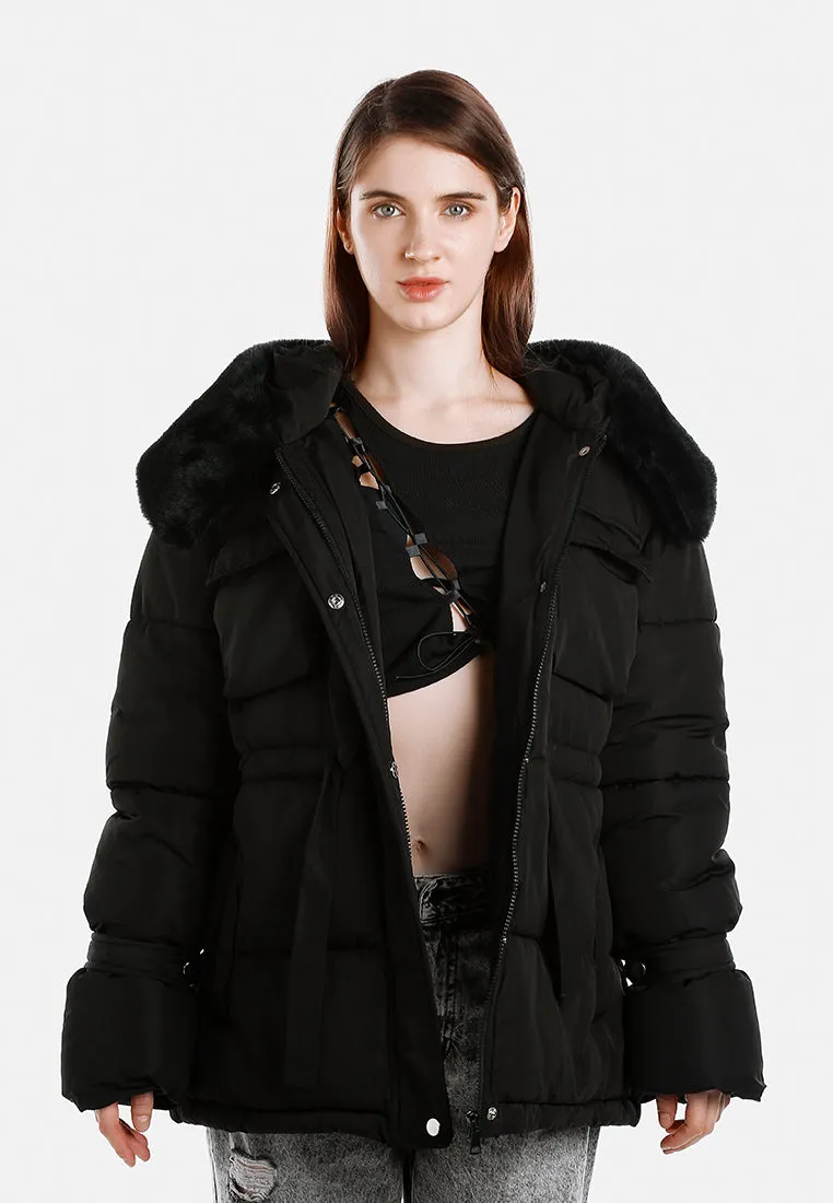 Long Puffer Jacket Hoodie By RUW