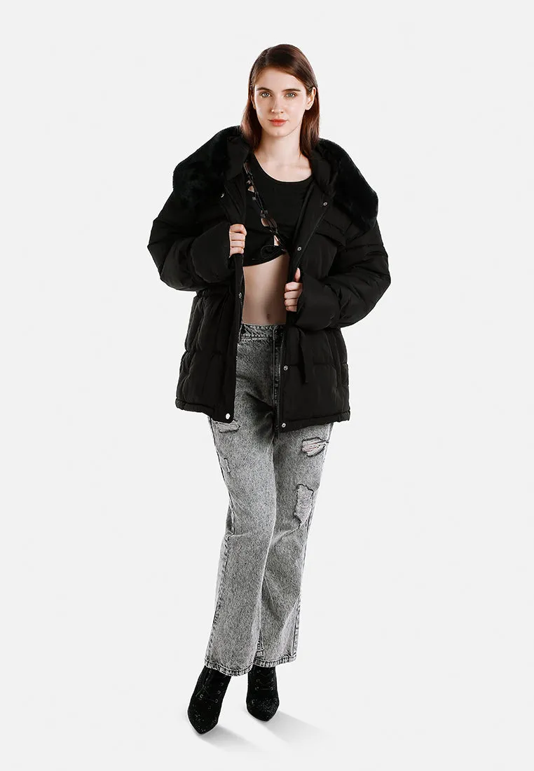 Long Puffer Jacket Hoodie By RUW