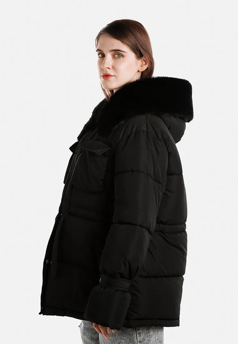 Long Puffer Jacket Hoodie By RUW