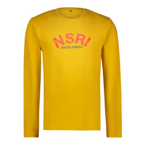 Long Sleeve Tee - front NSRI South Africa print - Mustard