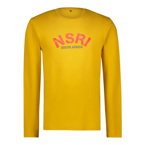 Long Sleeve Tee - front NSRI South Africa print - Mustard
