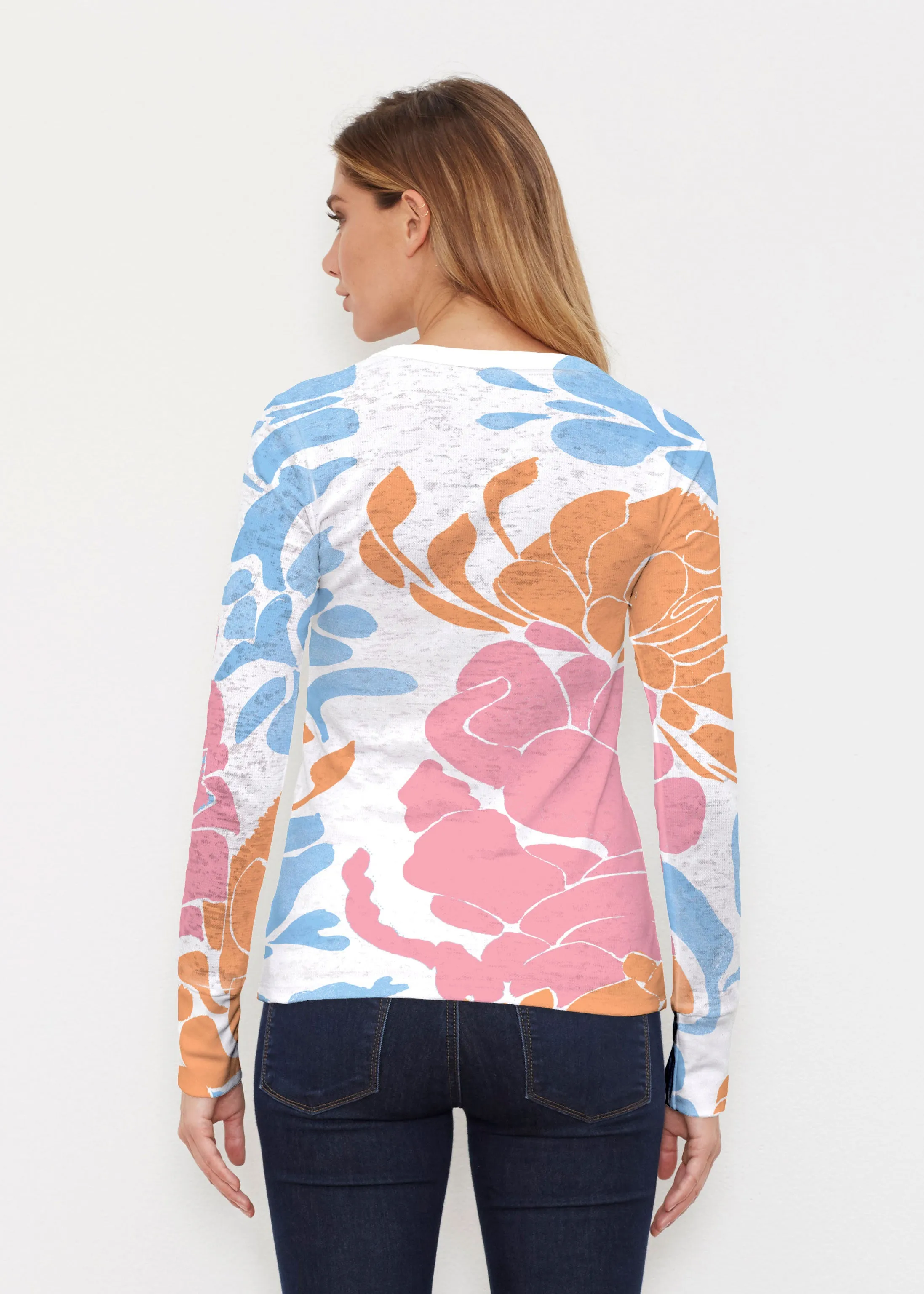Lotus Pink/Orange (23058) ~ Thermal Long Sleeve Crew Shirt