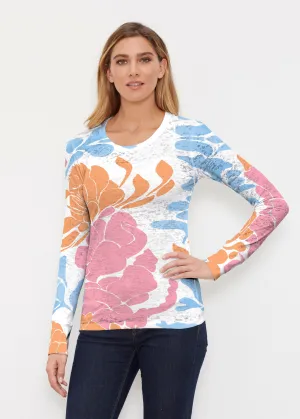 Lotus Pink/Orange (23058) ~ Thermal Long Sleeve Crew Shirt