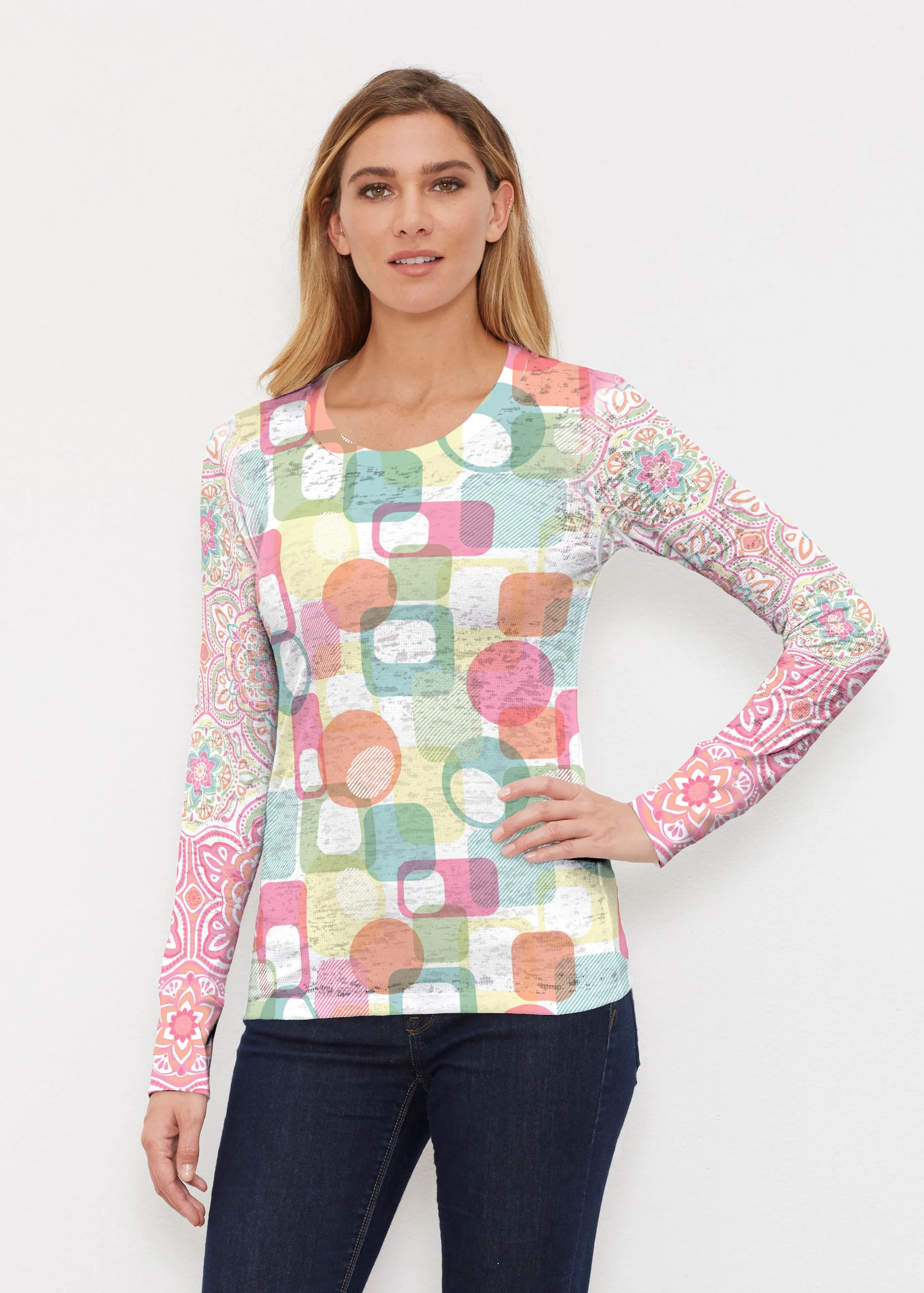 Mandala Geo (13495) ~ Thermal Long Sleeve Crew Shirt