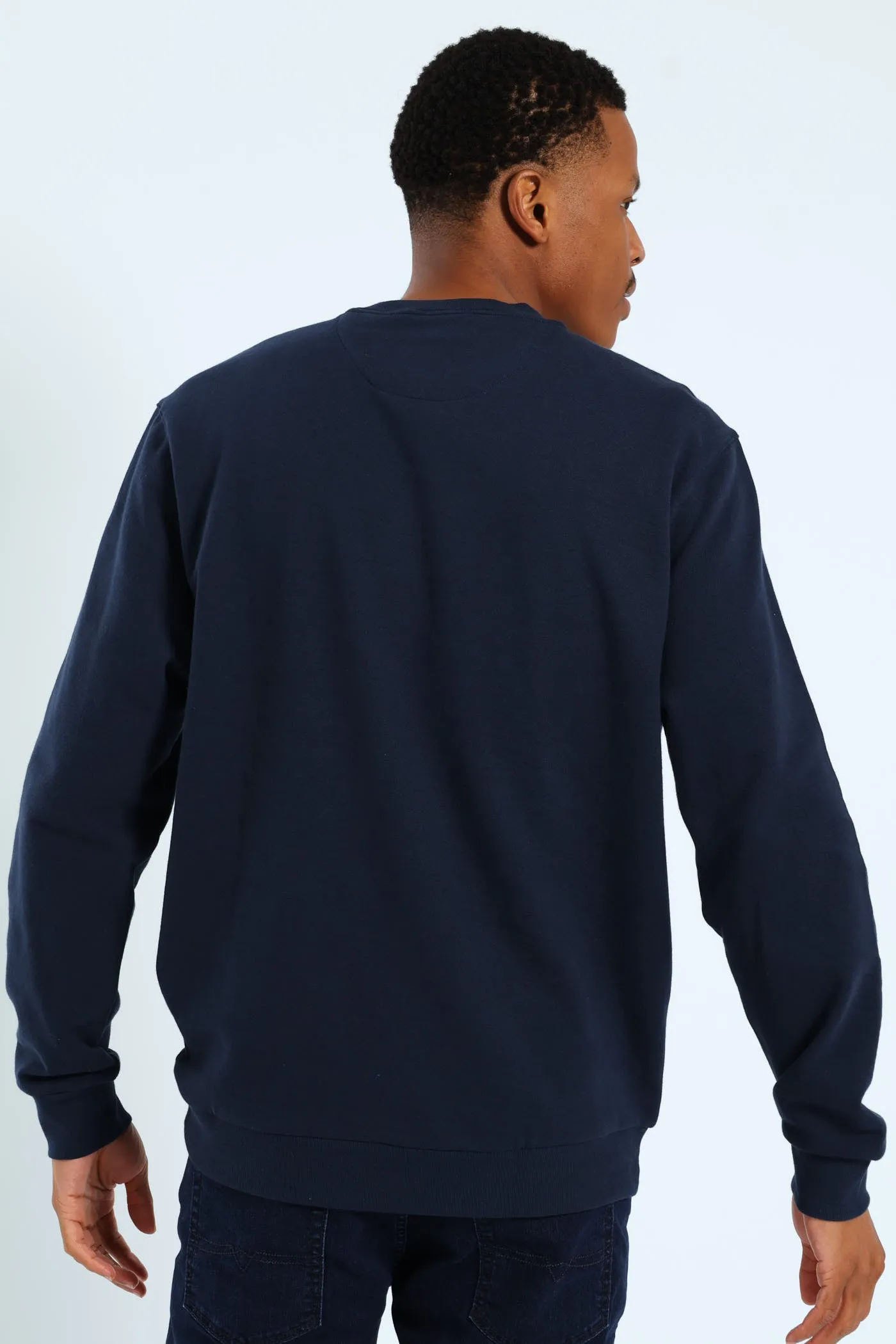 Miles Embroidered Sweater - Navy