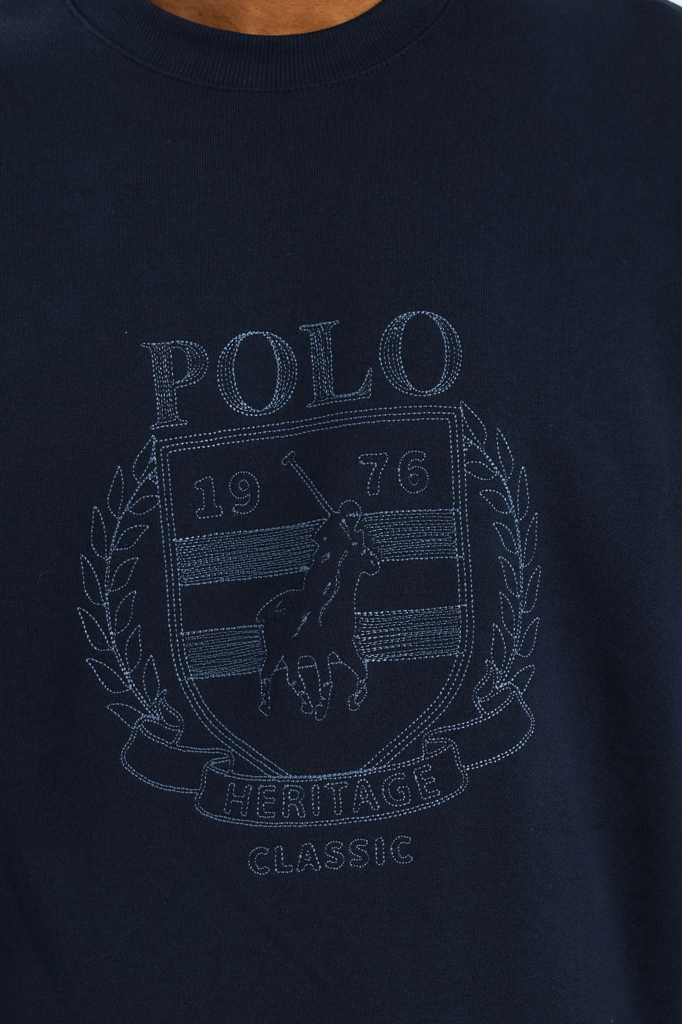 Miles Embroidered Sweater - Navy