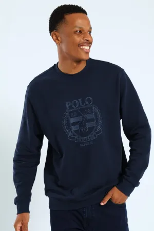 Miles Embroidered Sweater - Navy