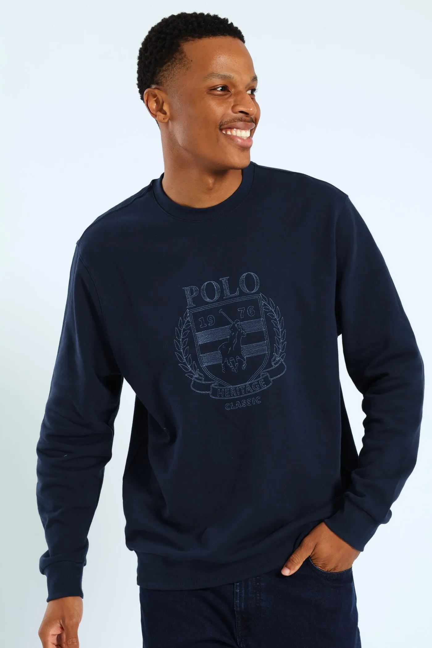 Miles Embroidered Sweater - Navy