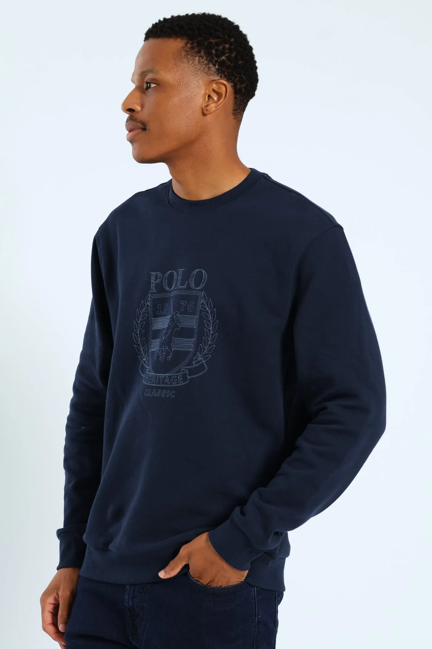Miles Embroidered Sweater - Navy